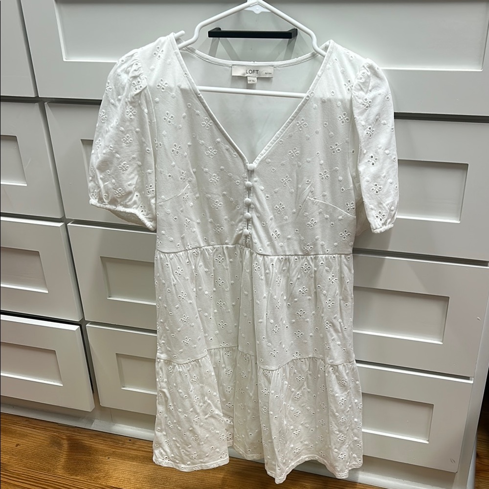 LOFT White Eyelet Dress XXSP—never worn